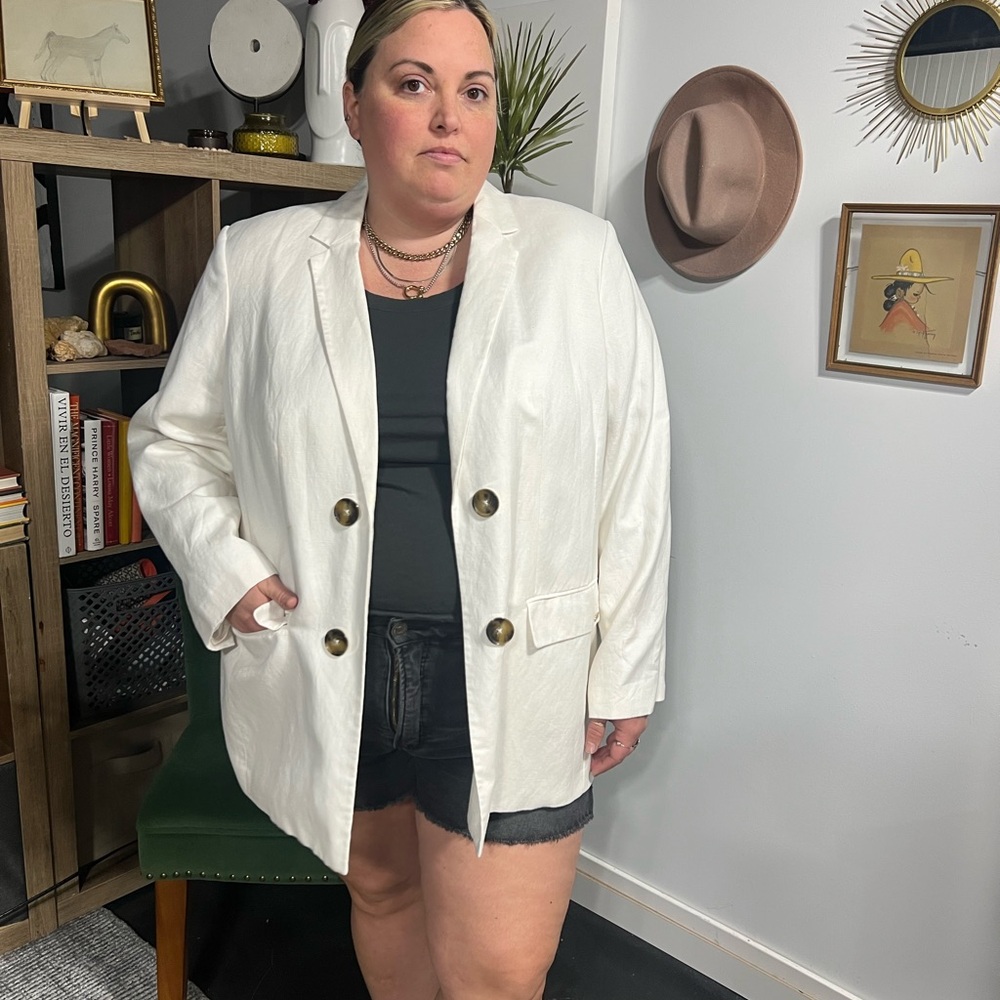 Calvin Klein White linen blend Women's Blazer